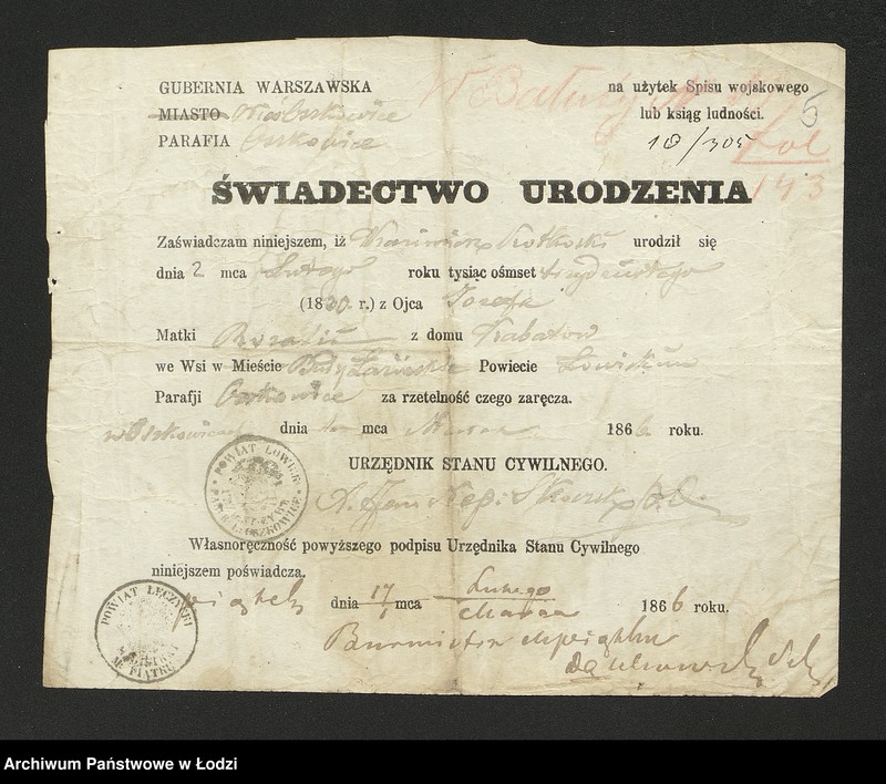 Obraz 7 z jednostki "Dowody metrykalne stałych mieszkańców wsi Bałuty nr domu 9-17"