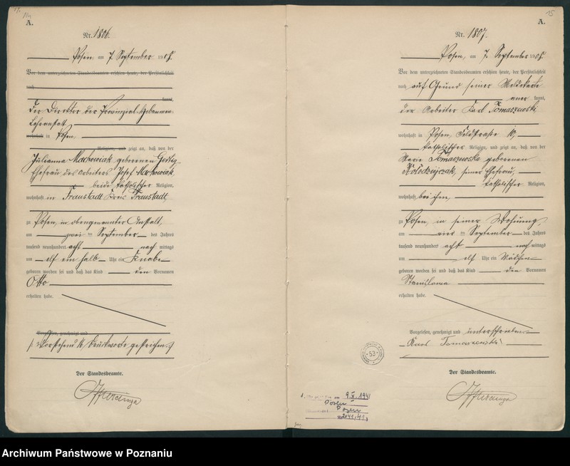 Obraz 10 z jednostki "Księga miejscowa urodzeń tom IV-V [Rejestr główny urodzeń]"