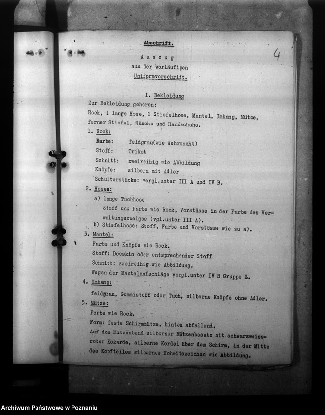 Obraz 8 z jednostki "Beamtenunform. Mitarbeit mit der Posenschen Feuersozietät. Personalstandserhebungen"