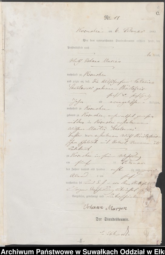 image.from.unit.number "Sterbe-Haupt-Register des Königlich Preussischen Standes-Amtes Belzonzen Kreis Johannisburg"
