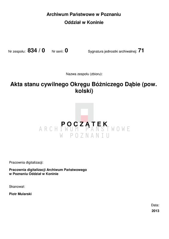 Obraz 3 z jednostki "Księga urodzeń, małżeństw, zgonów"