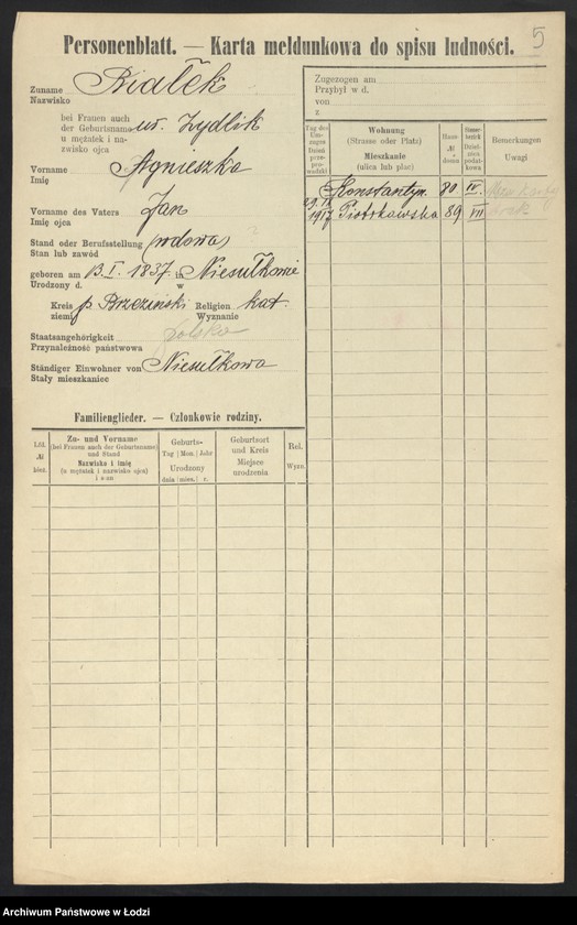Obraz 7 z jednostki "[Spis ludności Łodzi] Białek - Bibelszön"