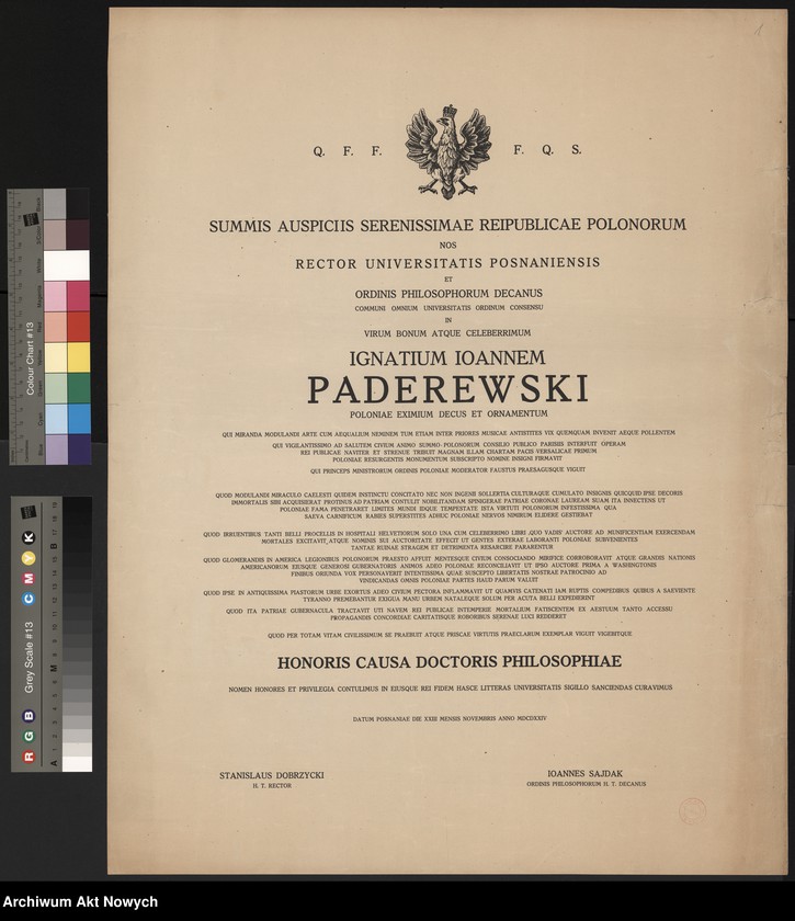 image.from.unit.number "Korespondencja dotycząca nadania dyplomów doktoratów honoris causa przez Uniwersytet Jagielloński, Uniwersytet Poznański i Uniwersytet Warszawski; Są 2 dyplomy: UW i UP - przechowywany oddzielnie (duży format)"