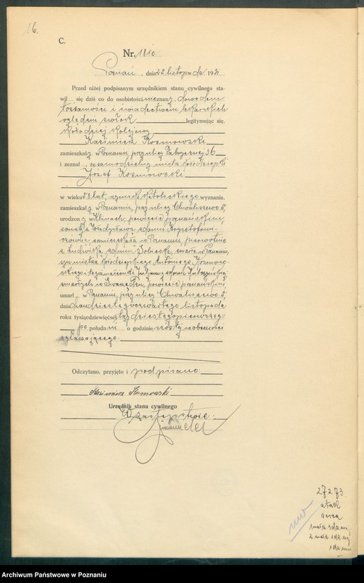 Obraz 18 z jednostki "Księga miejscowa zgonów tom IV [Rejestr główny zgonów]"