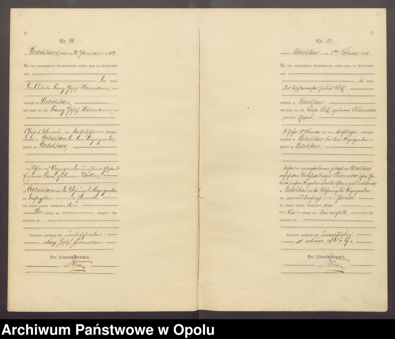 Obraz 15 z jednostki "Sterbe-Haupt-Register des Standesamts Patschkau Stadt und Land pro 1904"