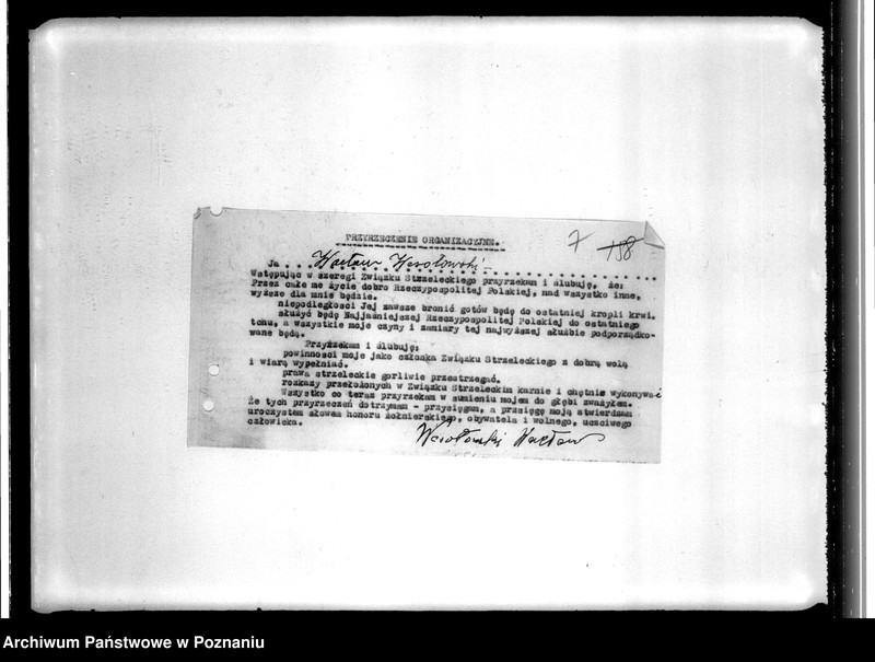 image.from.unit.number "Przyrzeczenia organizacyjne, spisy strzelców i inne pisma o charakterze personalnym Komendy Powiatowej w Koninie"