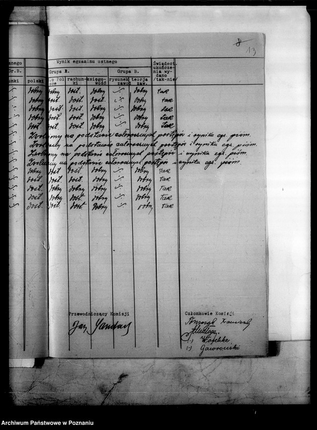 Obraz 16 z jednostki "Publiczna Szkoła Dokształcająca Zawodowa Ogólna- Ostrów Wielkopolski [protokoły z egzaminu końcowego]"