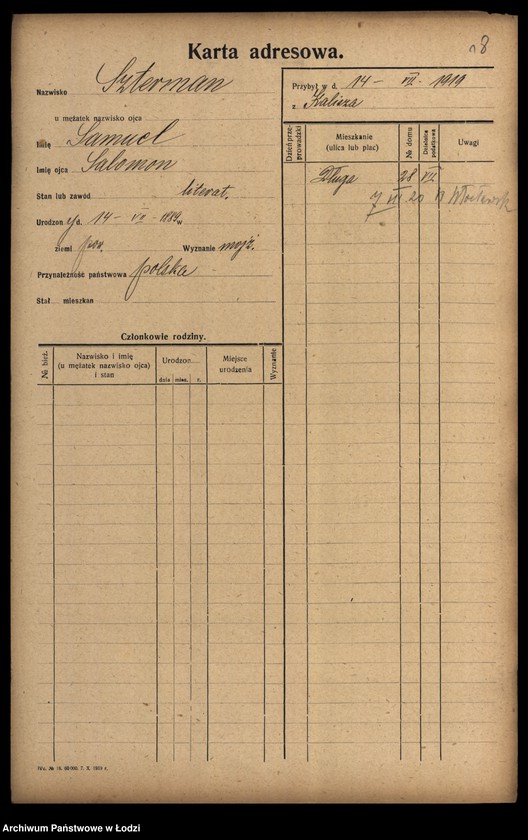 Obraz 20 z jednostki "[Spis ludności Łodzi] Szterling-Sztikert"