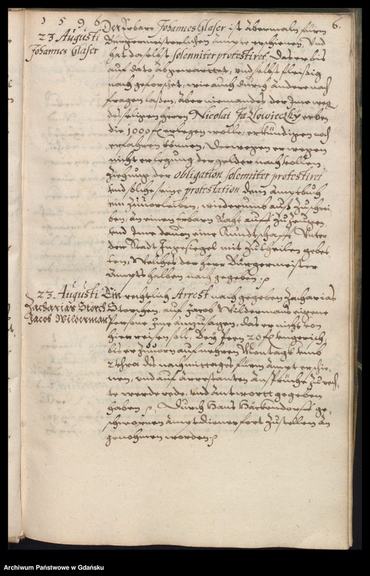 image.from.unit.number "Bürgermeisterliches Ambtbuch H. Johan von der Linden Praesidirenden Bürgermeisters […] vom [21.VIII.-31.XII.1596] Das ander No. 5 /indeks/"