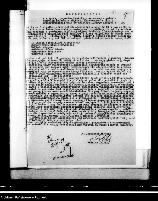 Obraz 14 z jednostki "Prywatna Szkoła Powszechna Zarządu Towarzystwa Szkolnego imienia Braci Śniadeckich w Żninie"