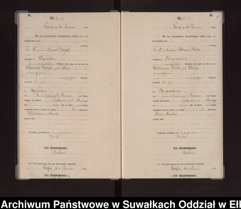 image.from.unit.number "Geburts-Neben-Register des Königlich Preussischen Standes-Amtes Gneist Kreis Loetzen"