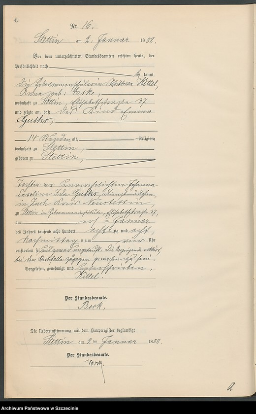 Obraz 19 z jednostki "Sterbe-Register (Neben-Register) Band I"