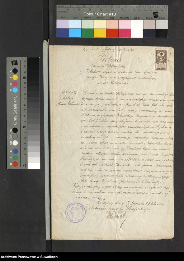 image.from.unit.number "Dokumenta so aktów ślubnych parafji Smolnickiej za 1922 rok"