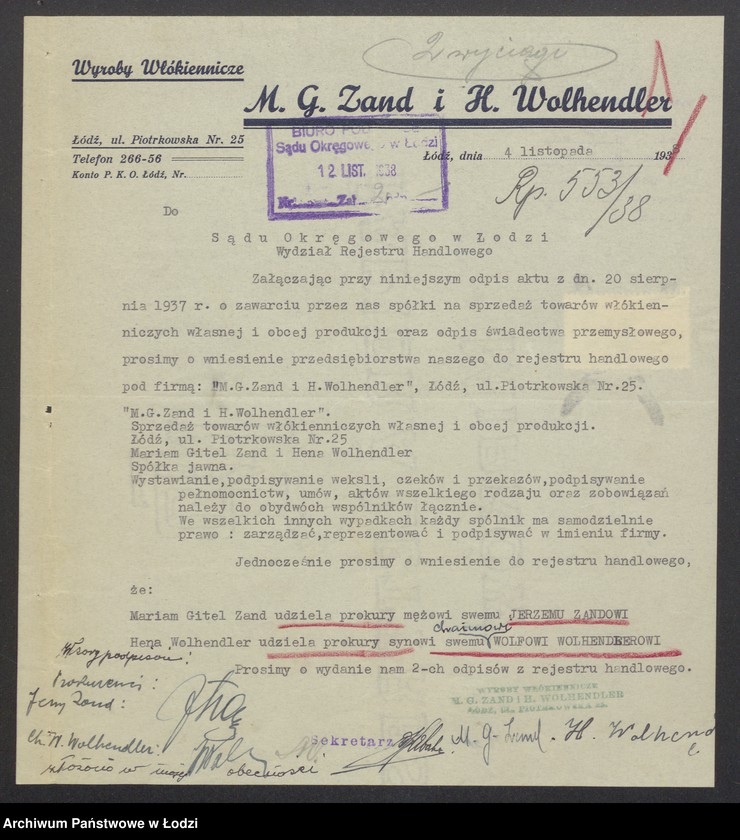 Obraz 4 z jednostki "Mariem Gitel Zand, Hena Wolhendler- sprzedaż towarów włókienniczych własnej i obcej produkcji"