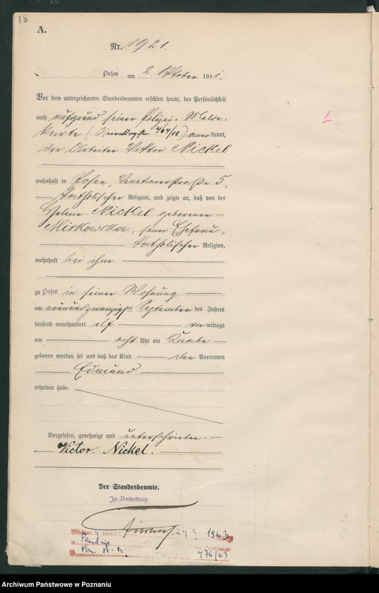 Obraz 19 z jednostki "Księga miejscowa urodzeń tom V-VI [Rejestr główny urodzeń]"