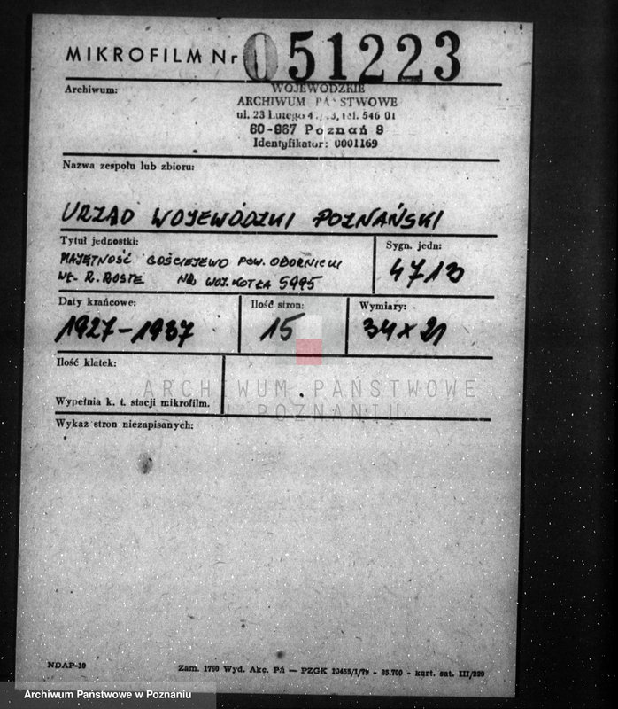 Obraz 2 z jednostki "Majętność Gościejewo pow. obornicki własność R. Risto nr woj. kotła 5995"