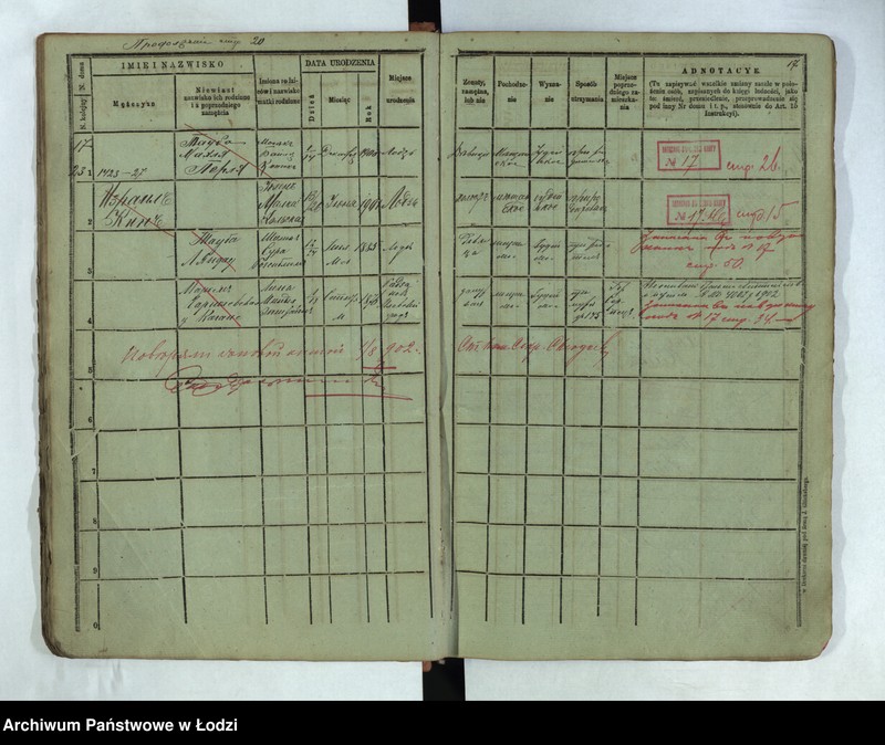 Obraz 19 z jednostki "Księga ludności stałej Łódź - cyrkuł I nr 1-33"