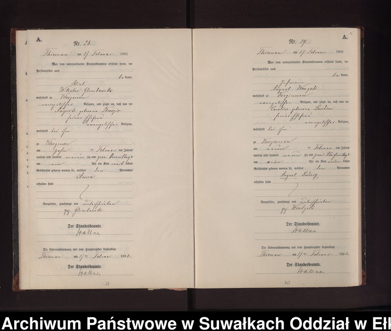 image.from.unit.number "Geburts-Neben-Register des Preussischen Standes-Amtes Rydzewen Kreis Loetzen"