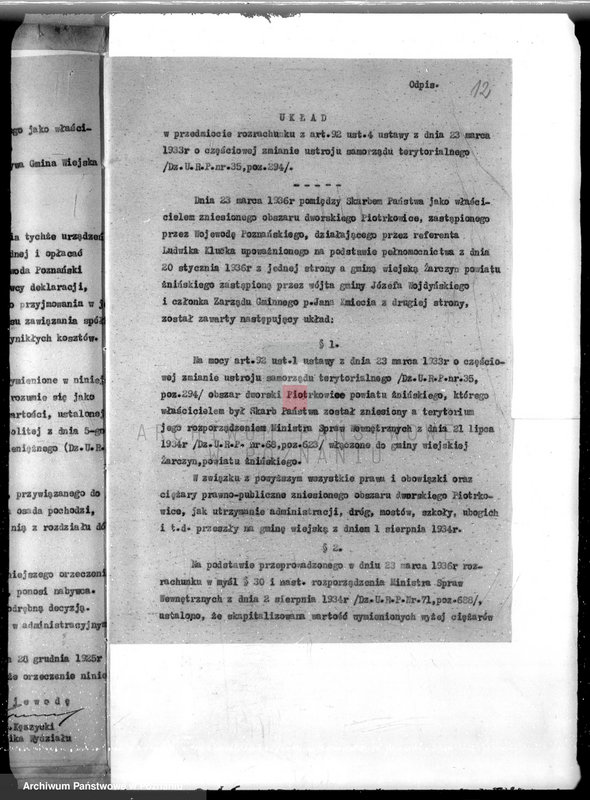 Obraz 17 z jednostki "Przewłaszczenie ziem dotacyjnych w gminie Żar czyn powiatu żnińskiego"