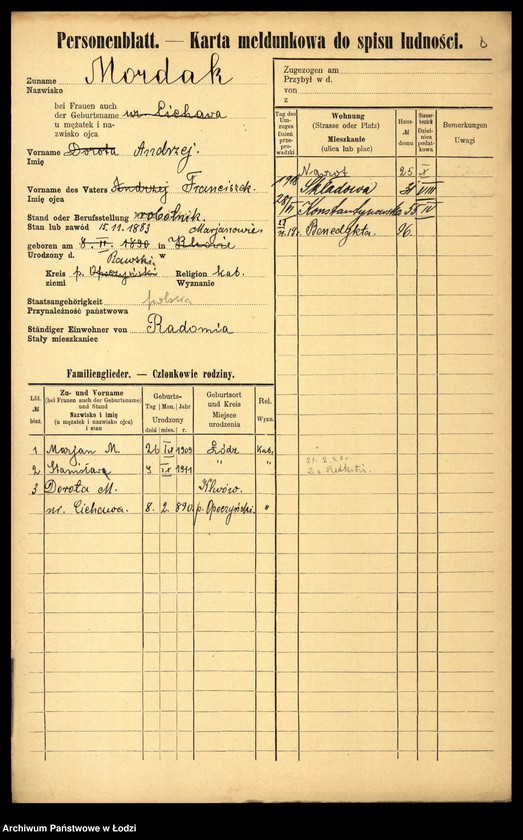 Obraz 10 z jednostki "[Spis ludności Łodzi] Morberger - Morgenweg"