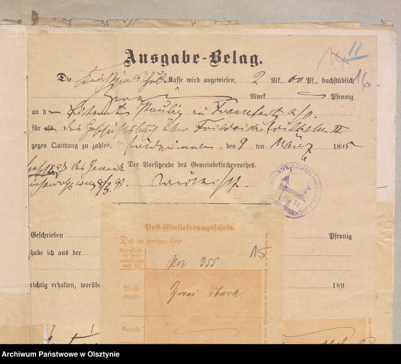 image.from.unit.number "Einnahme und Ausgabe Beläge der Kirchspiels Schulkasse zu Widminnen"