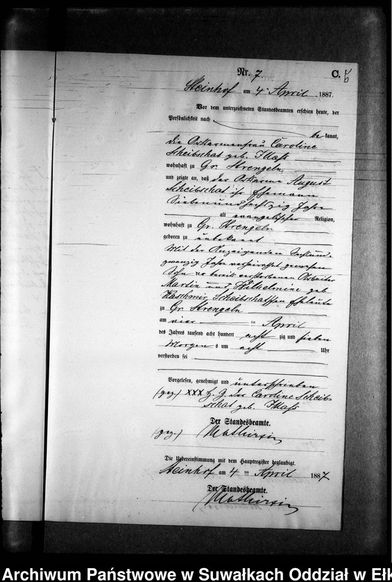 image.from.unit.number "Sterbe-Neben-Register des Preussischen Standes-Amtes Gr. Strengeln Kreis Angerburg"