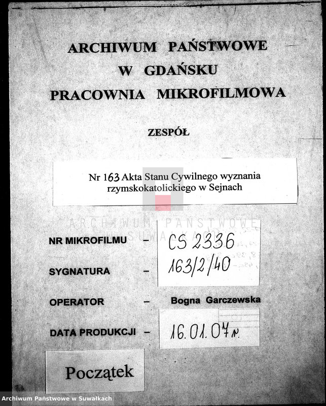 Obraz 1 z jednostki "Dokumenty k aktam brakosočetavšichsja Sejnskogo Rimsko-Katoličeskogo Prichoda za 1903 god"