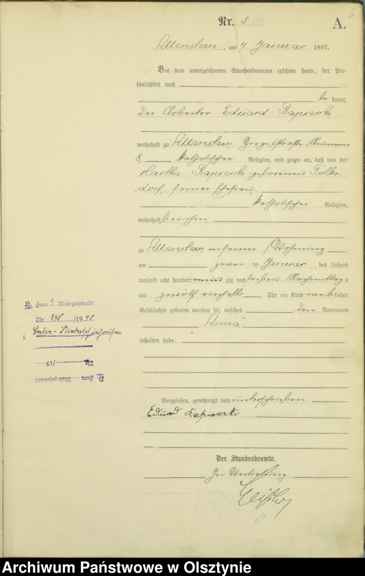 image.from.unit.number "Geburts-Haupt-Register Tom I,Nr 1 - 399"