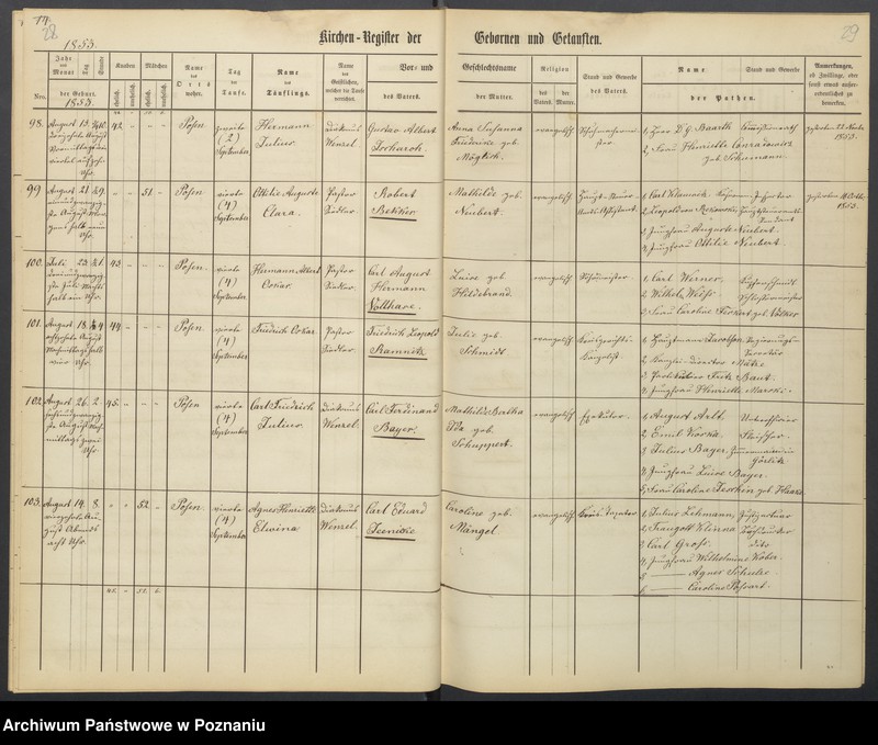 Obraz 17 z jednostki "Verzeichniss der Gebornen und Getauften, Getrauten, Verstorbenen"