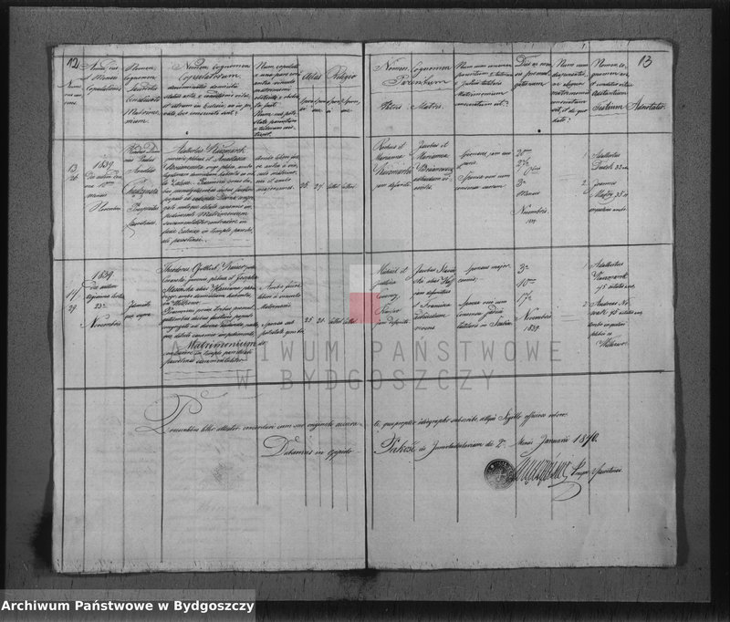 image.from.unit.number "Liber Duplicatus Copulatorum Ecclesiae Parochialis Pacostensis ex Villis sitis in Districtu Szubiniensi pro 1839"