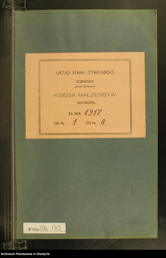 image.from.unit.number "Heiraths-Neben-Register Nr 1 - 8 [ Księga małżeństw - wtóropis ]"