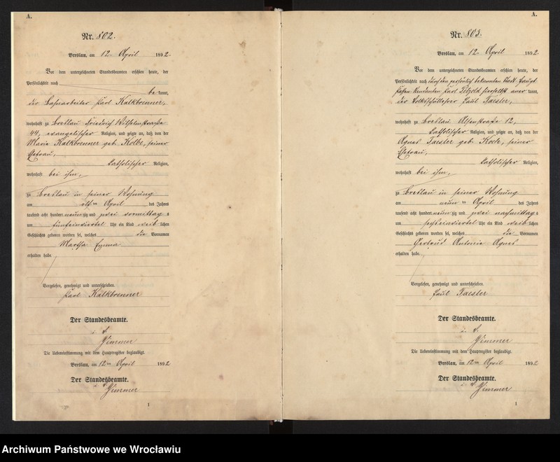 image.from.unit.number "Geburts-Neben-Register Breslau I 1892 Band 3"