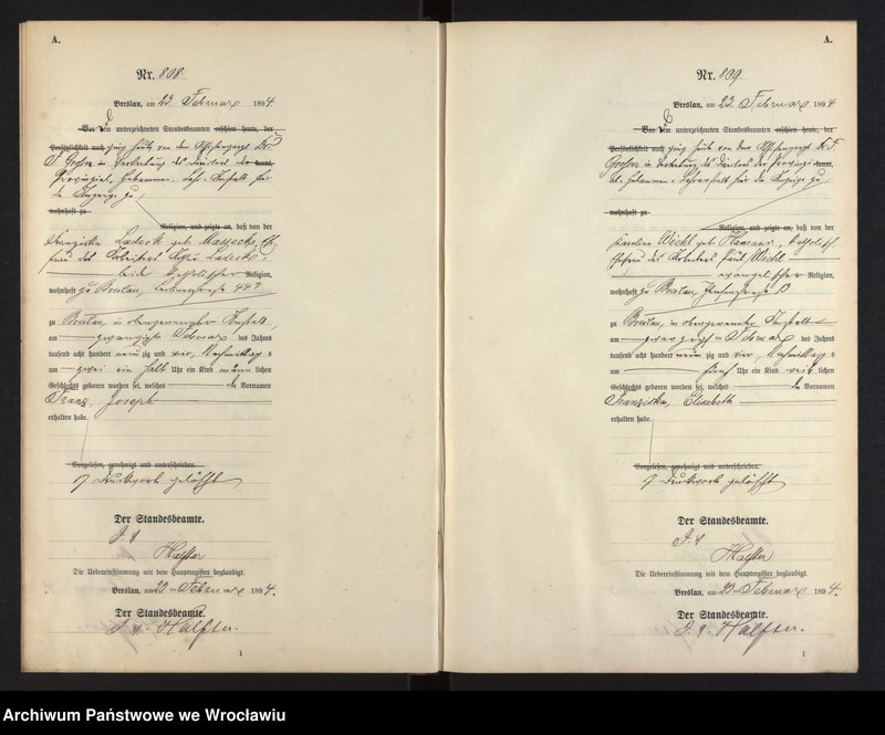 image.from.unit.number "Geburts-Haupt-Register Breslau II 1894 Band 3"