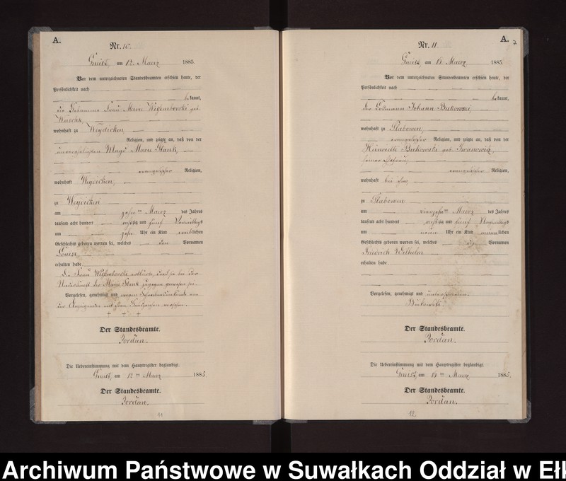 image.from.unit.number "Geburts-Neben-Register des Königlichen Preussischen Standes-Amtes Gneist Kreis Loetzen"