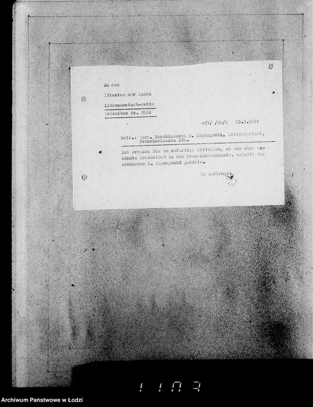 Obraz 14 z jednostki "Korrespondenz mit dem Ältesten der Juden"