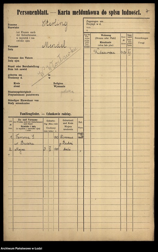Obraz 9 z jednostki "[Spis ludności Łodzi] Szterling-Sztikert"