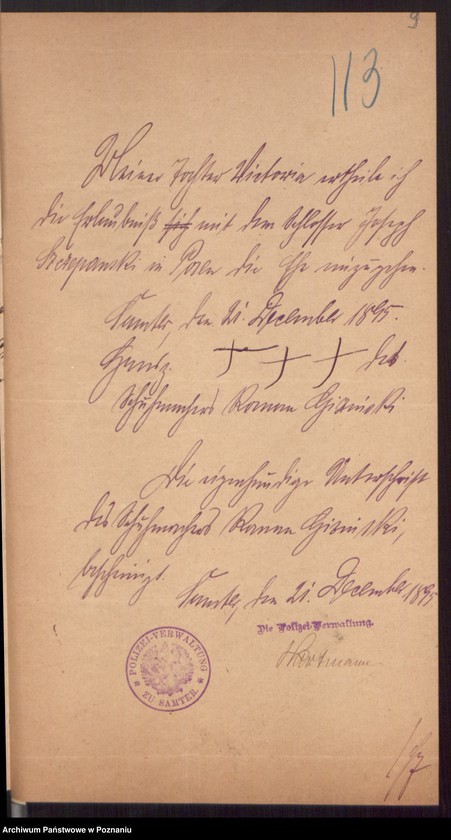 Obraz 11 z jednostki "Die von den Verlobten beigebrachten Urkunden zur Eheschliessung pro 1896"