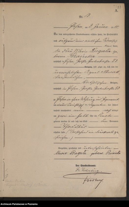 Obraz 14 z jednostki "Księga miejscowa urodzeń tom I [Rejestr główny urodzeń]"