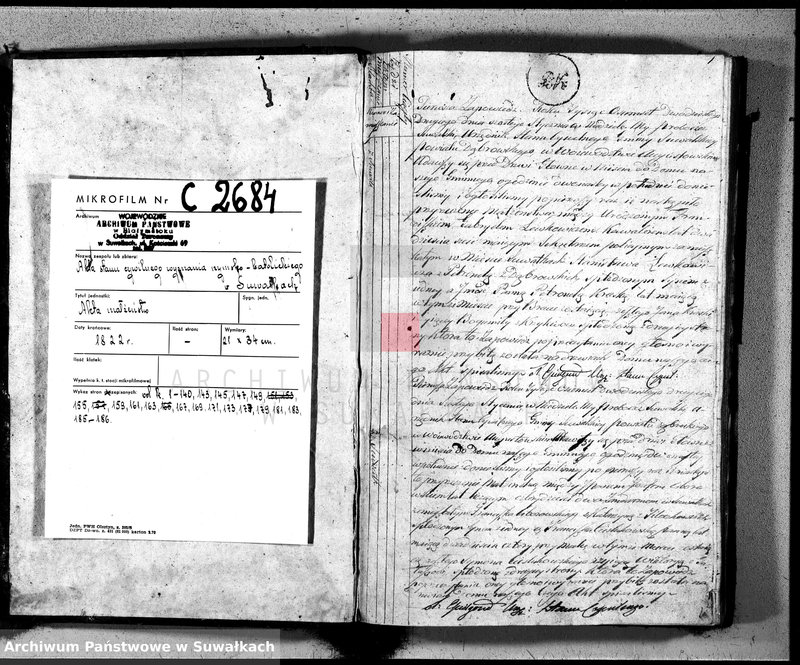 image.from.unit.number "Akta zaślubionych gminy suwalskiey od dina 1 stycznia do dnia ostatniego grudnia 1822 roku"