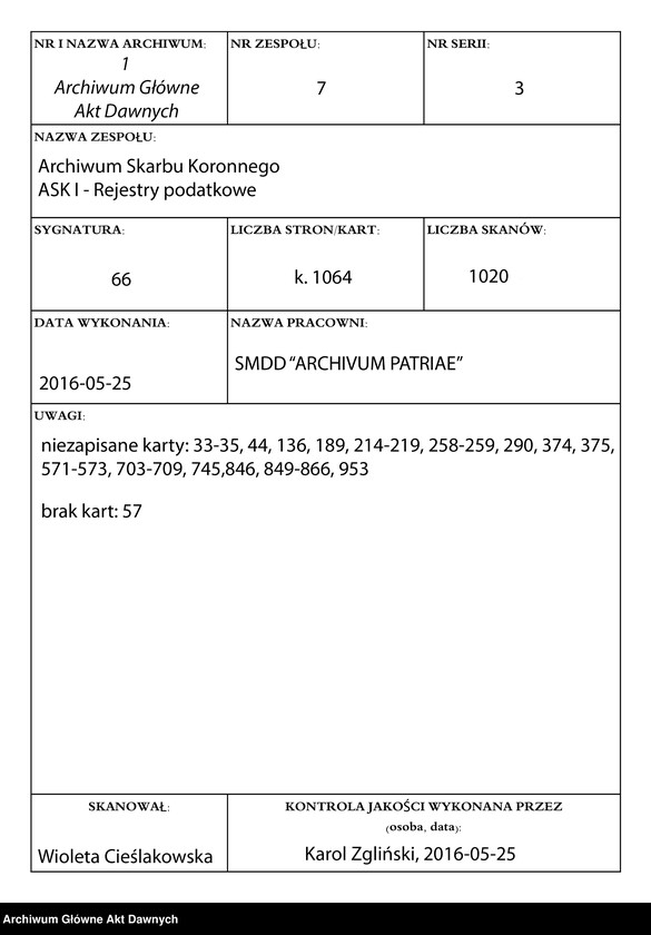 Obraz 1 z jednostki "Rejestry pogłównego generalnego woj. mazowieckiego."