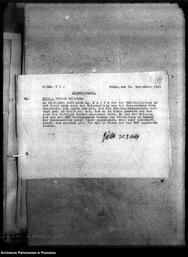 Obraz 12 z jednostki "Łupy wojenne zdobyte podczas powstania warszawskiego - Aktion Warschau. Hauptakten II."