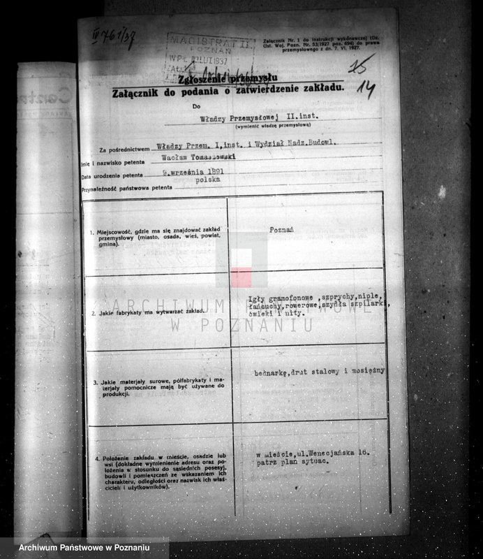 Obraz 18 z jednostki "Projekt urządzenia zmian zakładu przemysłowego fabryki "Centra" ulica Wenecjańska nr 16"