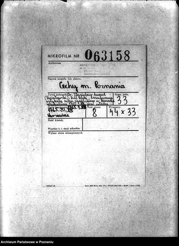 Obraz 2 z jednostki "Or. Stanisław August /Poniatowski/, król polski, transumuje artykuły cechu ciesielskiego w Poznaniu zatwierdzone 1765.7.VIII przez władze miejskie Poznania i potwierdza"