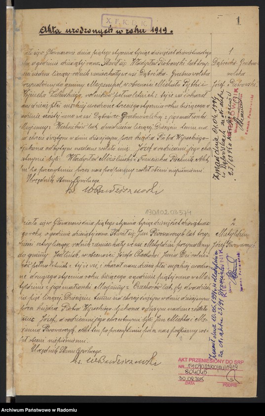 image.from.unit.number "Urząd Stanu Cywilnego w Głowaczowie Akta urodzeń, małżeństw, zgonów 1919 rok"