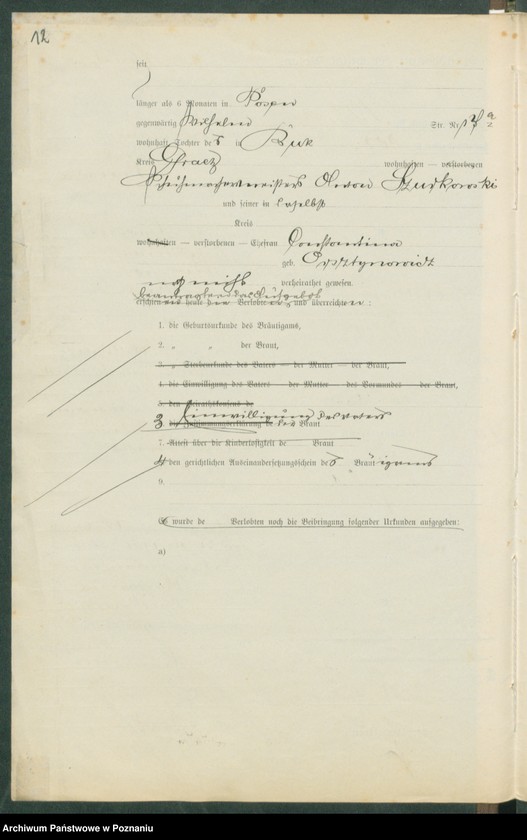Obraz 14 z jednostki "[Dokumenty dostarczone przez narzeczonych do zawarcia związku małżeńskiego za 1902 rok. Tom V]"