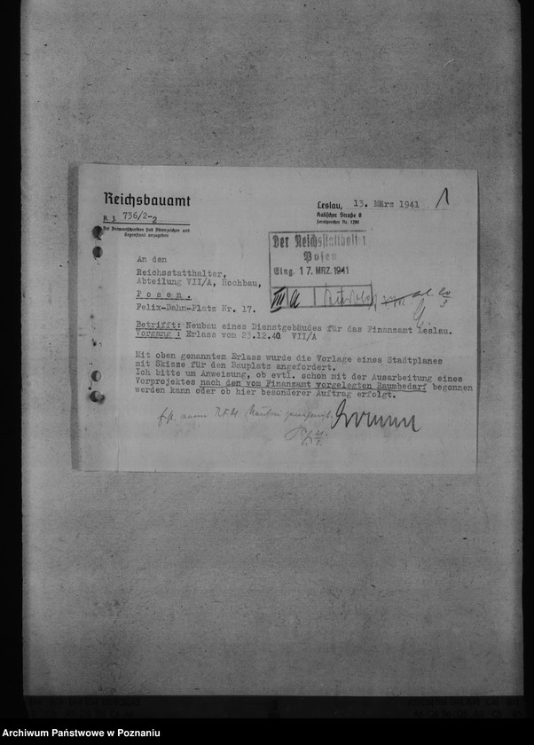 Obraz 5 z jednostki "Finanzämter - Neubauten der Dienstgebäude in Leslau, Lissa, Gnesen, Turek"