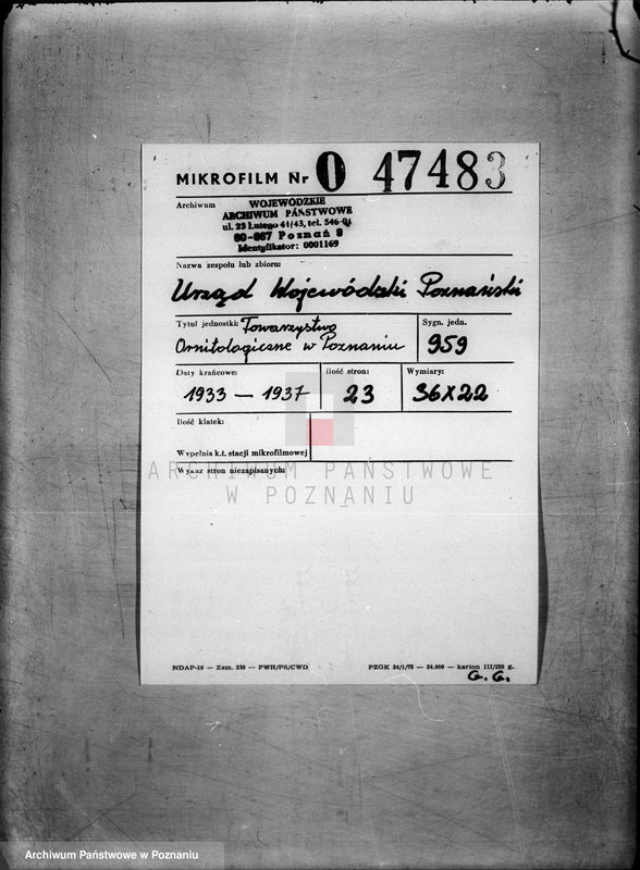 Obraz 2 z jednostki "/Towarzystwo Ornitologiczne w Poznaniu/"