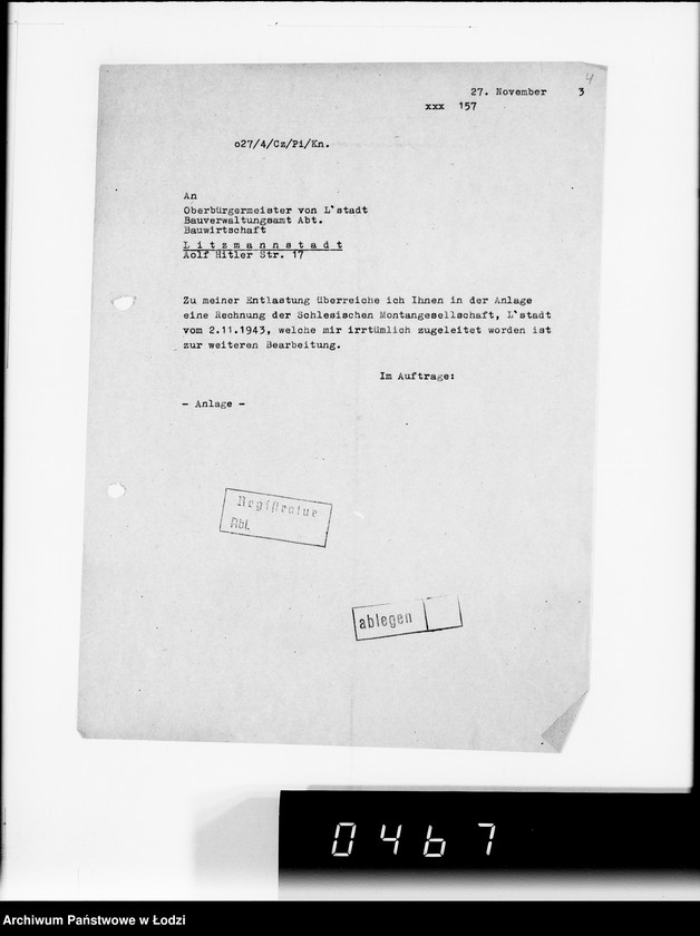 Obraz 8 z jednostki "Akten betr.Correspondenz an Hern Oberbürgermeister und Bürgermeister"