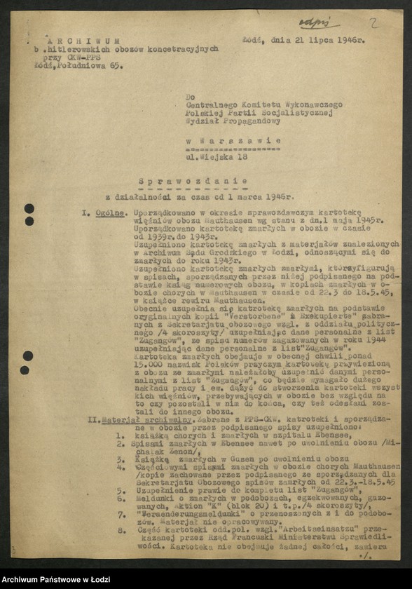 Obraz 3 z jednostki "Archiwum b hitlerowskich obozów koncentracyjnych-sprawozdanie z działalności"