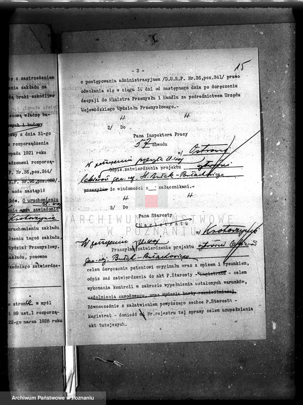 image.from.unit.number "Zatwierdzenie zakładu przemysłowego fabryki lakierów i politury własność Bułak-Bałachowicz w Krotoszynie nr rej. 573"